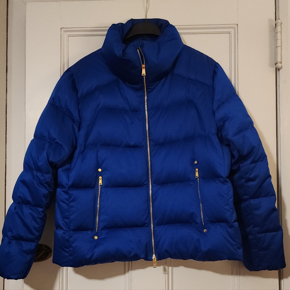 Lauren Ralph Lauren Blue Sateen Puffer Jacket